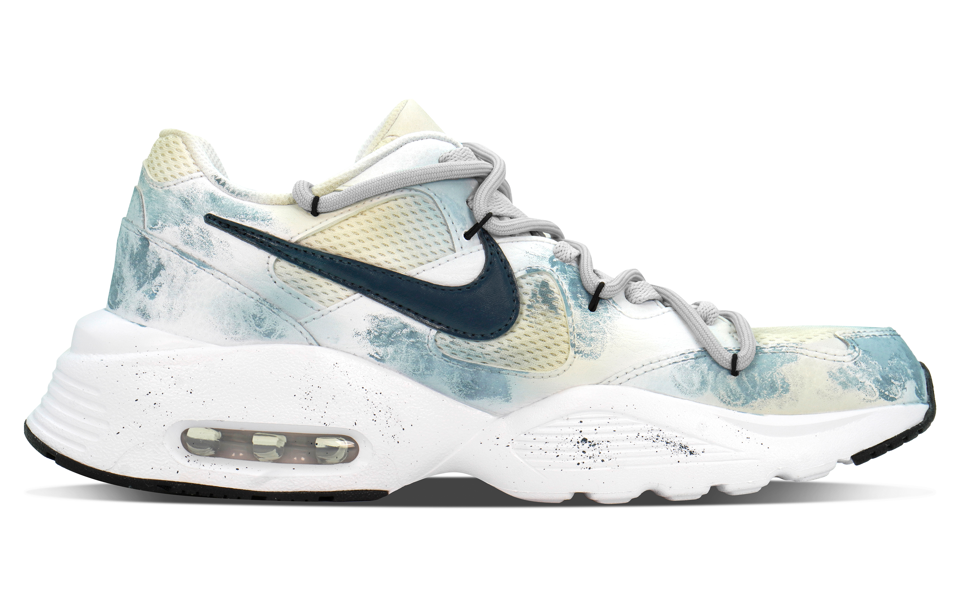 Nike Air Max Fusion Mesh Cushioning Height Increasing Low top Casual Running Shoes Men’s White Beige Blue