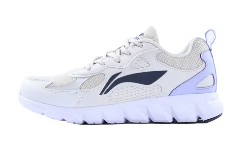 Li Ning Fabric Breathable, Lightweight, And Abrasion Resistant Low top Running Shoes Women's White Purple