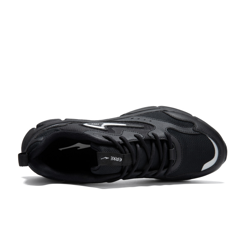Erke Cushioning Slip Resistant Breathable Low top Casual Running Shoes Men’s Jet Black