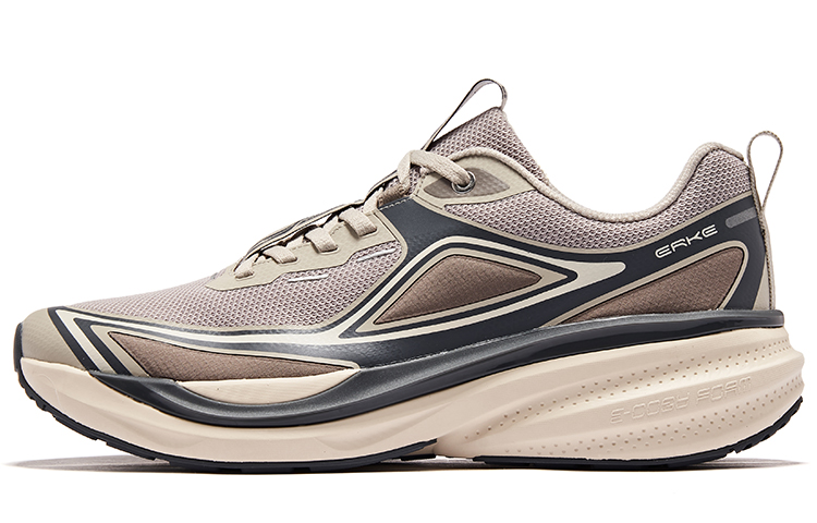 Erke Textile, Synthetic Leather Cushioning, Wear Resistant Low top Running Shoes Men’s Gray Brown