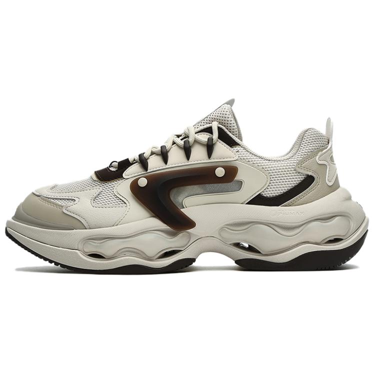 FILA Fusion Textile, Synthetic Leather, TPU Low top Running Shoes Men's Beige Black