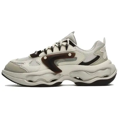 FILA Fusion Textile, Synthetic Leather, TPU Low top Running Shoes Men's Beige Black