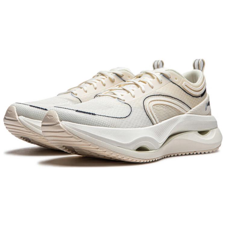 Li Ning Fabric Cushioning Abrasion Resistant Lightweight Rebound Low top Running Shoes Women’s Ecru