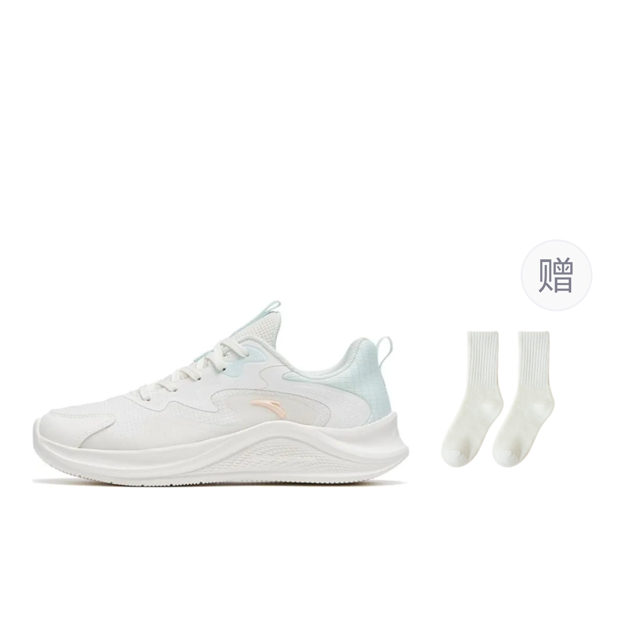Anta Textile, Synthetic Leather Low top Casual Sprint Running Shoes Women's White Green