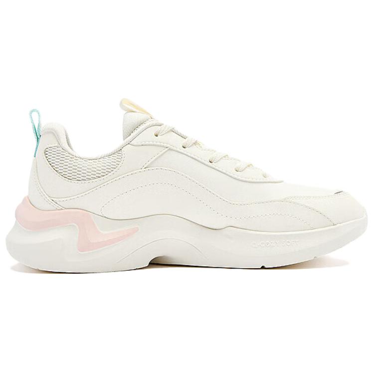QIAODAN Cushioning, Wear Resistant Low top Casual Running Shoes Women’s White Pink