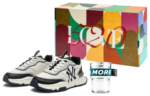 MLB Chunky Runner New York Yankees Anti-Slip And Wear-Resistant Lightweight Low-Top Chunky Sneakers Unisex Black White