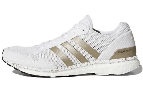 Adidas Adizero Adios 3 Comfortable Abrasion Resistant Breathable Low top Running Shoes Men's White Gold