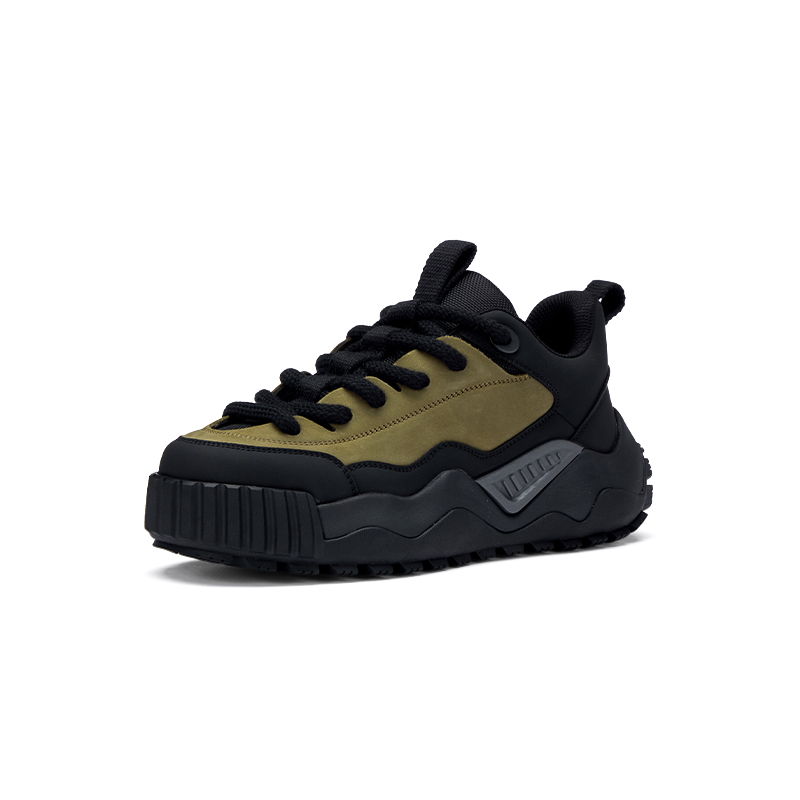 ZSBELLA Cow Leather Cushioning Abrasion Resistant Height Increasing Low top Chunky Sneakers Men's