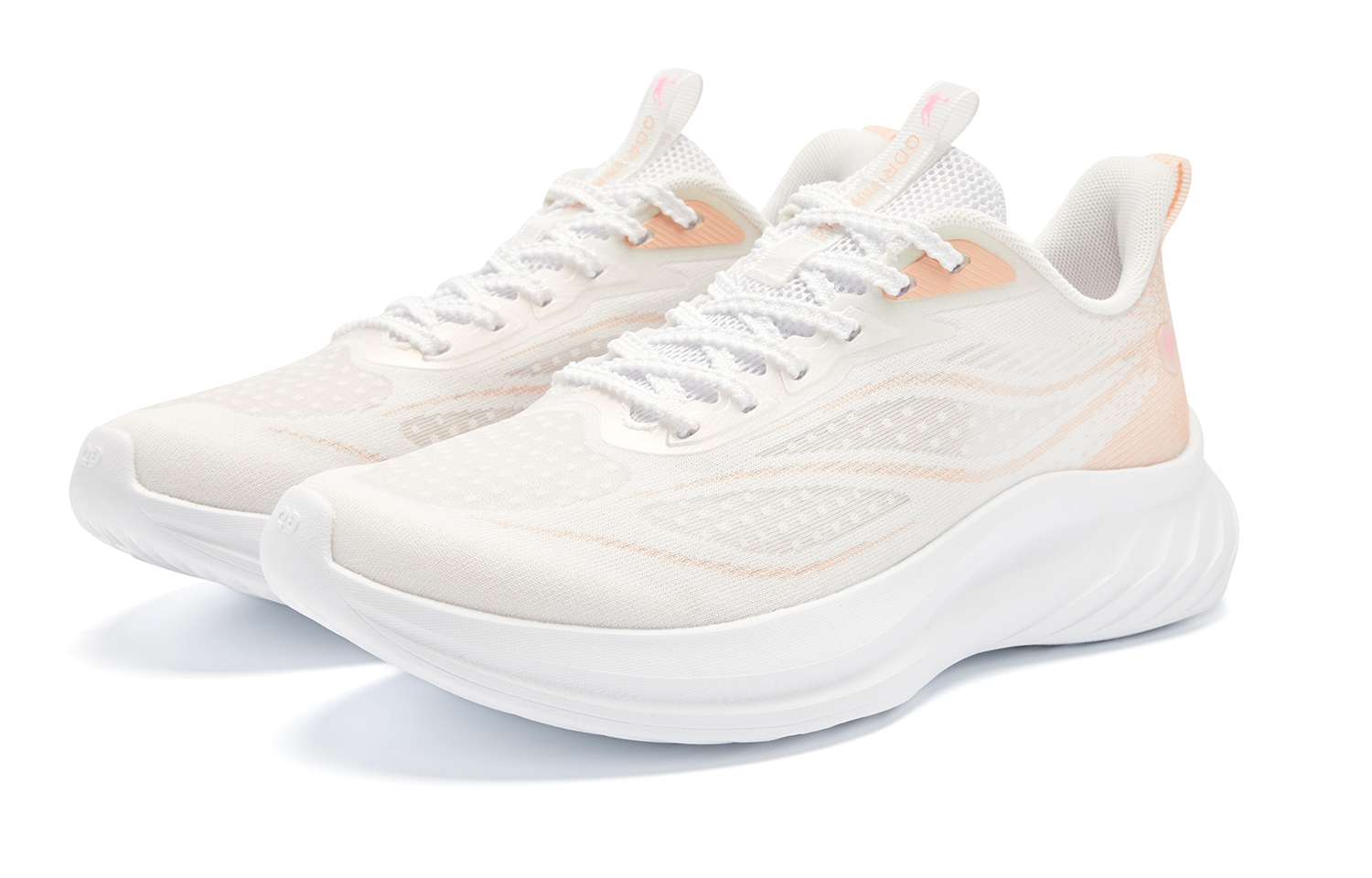 QIAODAN Cushioning Slip Resistant Abrasion Resistant Low top Casual Running Shoes Women’s White Orange