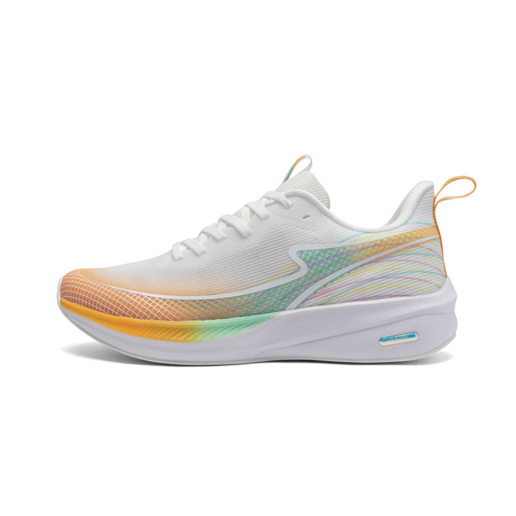 LPMX Cushioning Lightweight Slip Resistant Low top Carbon Plate Running Shoes Unisex Beige Bright Neon Orange