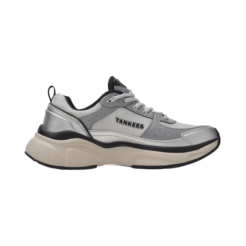 MLB Chunky Runner Fastball Abrasion Resistant Low top Running Shoes Unisex White Gray Silver