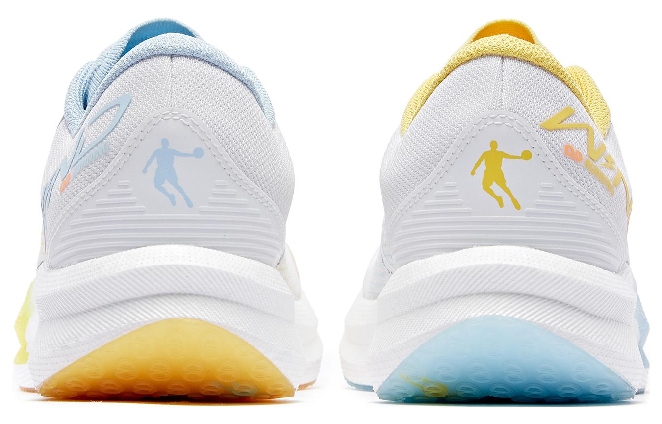 QIAODAN Strong Wind 1.0 Cushioning Slip Resistant Abrasion Resistant Low top Running Shoes Men’s White Blue Yellow