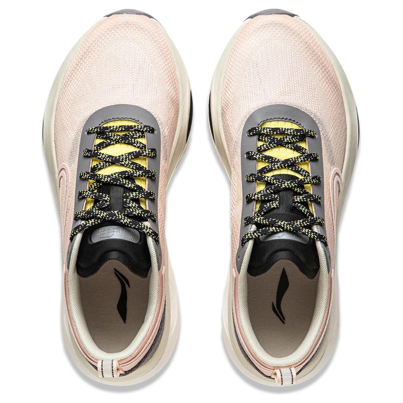 Li Ning Fabric Cushioning Slip Resistant Abrasion Resistant Lightweight Rebound Low top Running Shoes Women’s Pink Gray