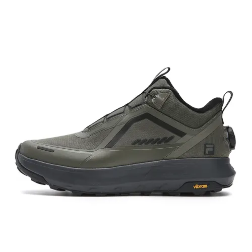 FILA Fila BOA EXPLORER explorer plus fleece version, stylish, simple, casual, sports and comfortable, shock-absorbing, wear-resistant, wrapped, supportive and warm, mid-cut outdoor functional shoes, men's style, vetiver green