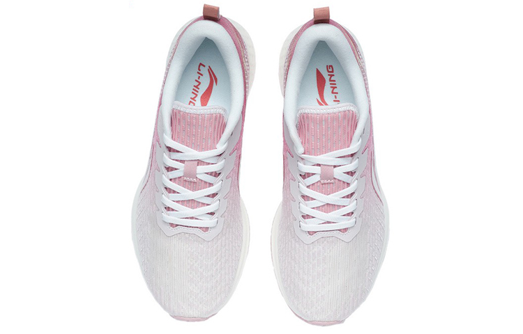 Li Ning Fabric Slip Resistant And Breathable Low top Running Shoes Women's White Red