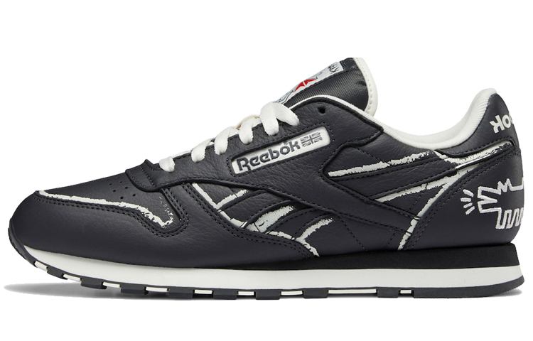 Keith Haring/Keith Haring x Reebok Classic Leather Comfortable synthetic leather shock-absorbing and wear-resistant low-top running shoes men's black