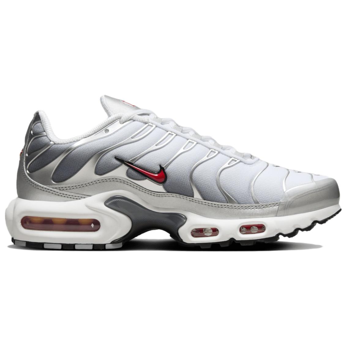 Nike Air Max Plus Abrasion Resistant Low top Casual Running Shoes Unisex Gray Red