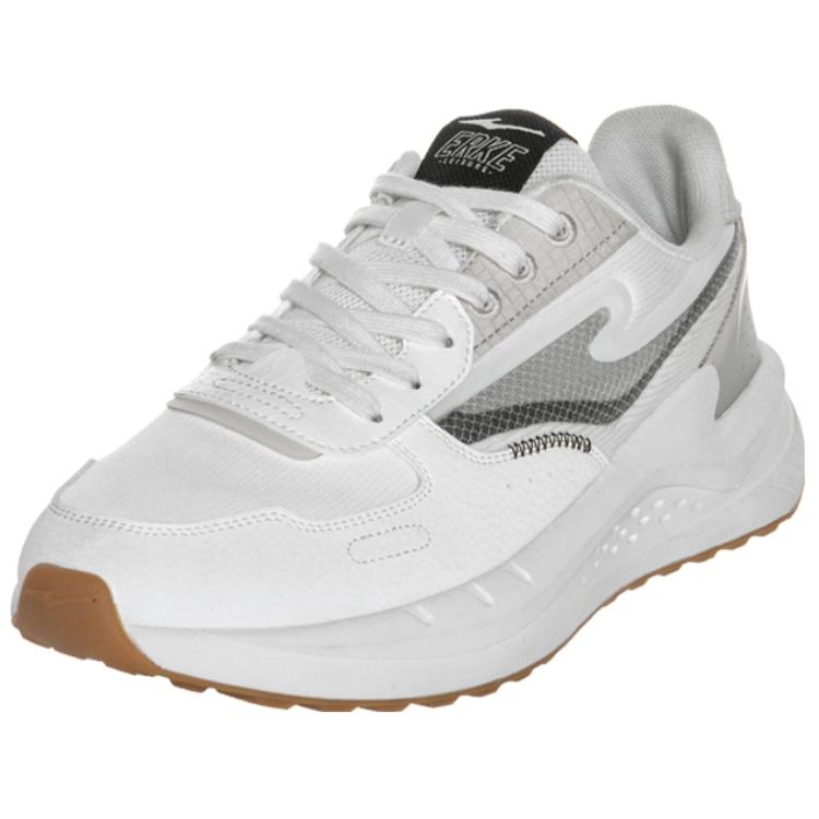 Erke Slip Resistant Abrasion Resistant Low top Running Shoes Men's White Gray