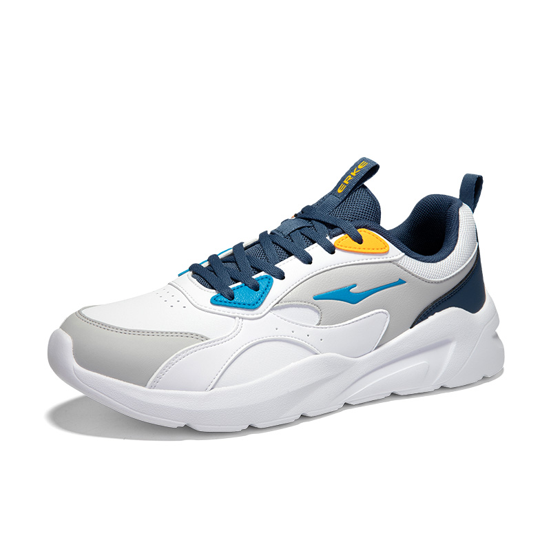 Erke Synthetic Leather, Textile Cushioning, Wear Resistant Low top Casual Running Shoes Men’s Mist Gray