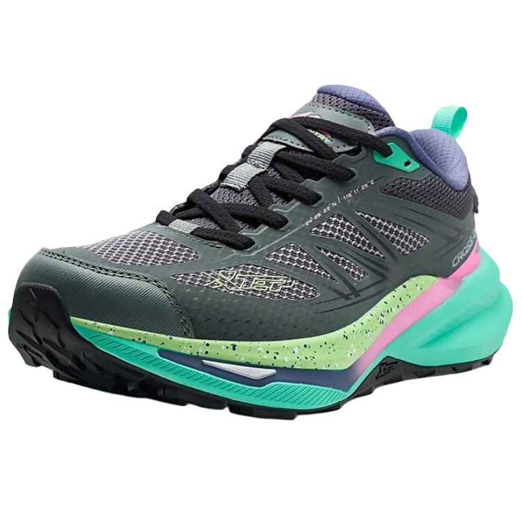 XTEP Fabric Cushioning Slip Resistant Lightweight Low top Casual Running Shoes Women’s Phantom Gray
