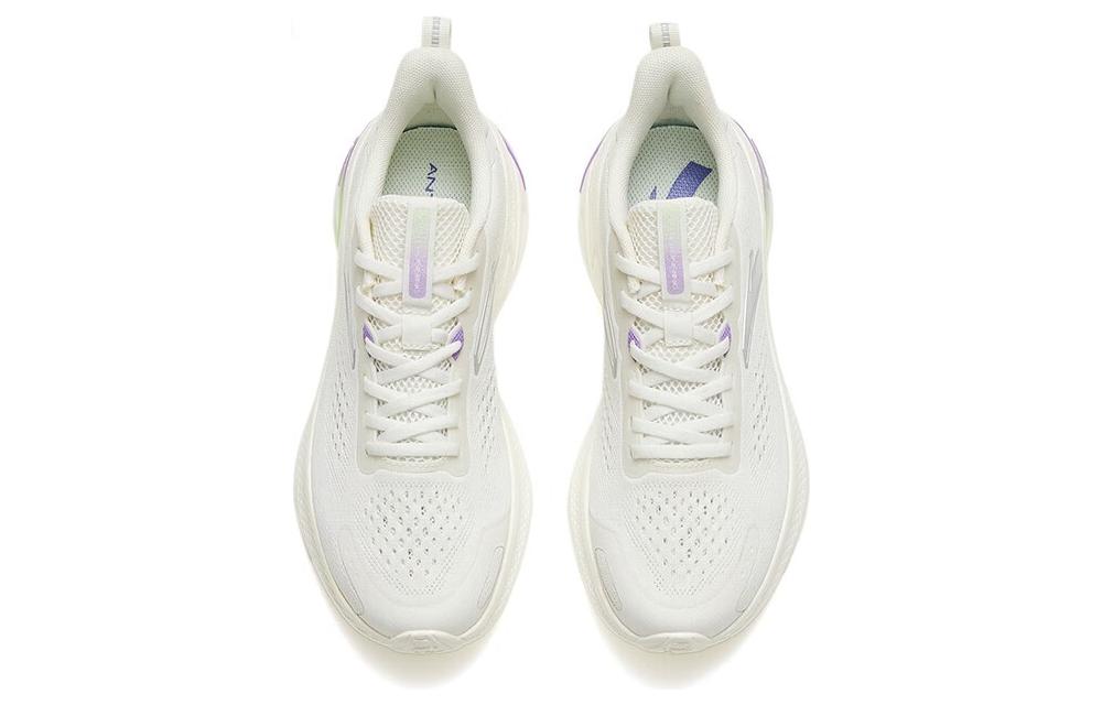 Anta Elastic Gum Slip Resistant Abrasion Resistant Low top Running Shoes Women’s Ivory White Silver
