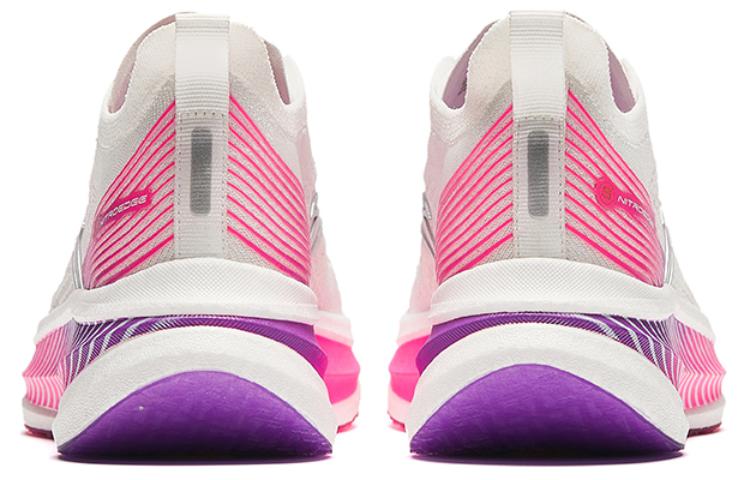 Anta Cushioning Abrasion Resistant Breathable Low top Full Length Carbon Plate Running Shoes Women’s White Pink