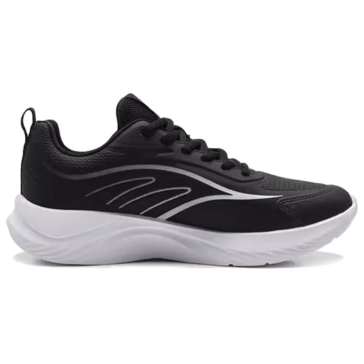 QIAODAN Leather Slip Resistant Low top Running Shoes Men’s Black Silver
