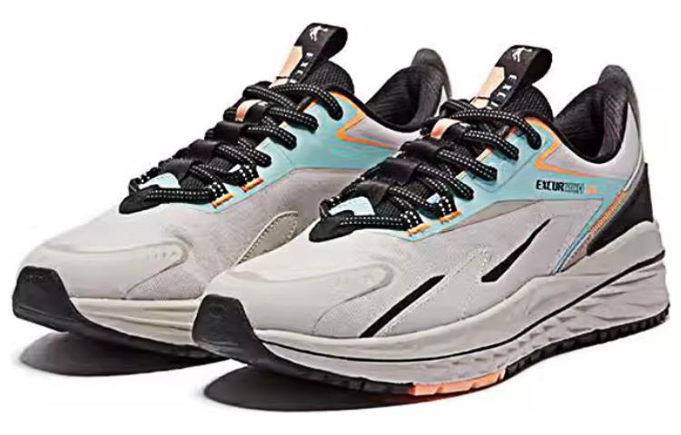 QIAODAN Comfortable Cushioning Slip Resistant Abrasion Resistant Low top Running Shoes Men’s Gray Black Blue