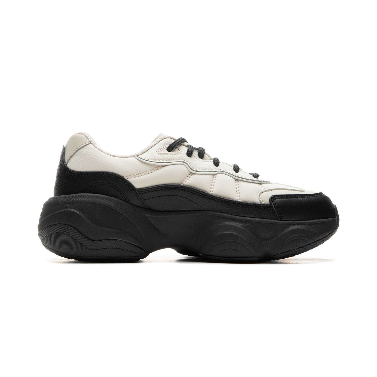 Li Ning Honey Fabric Cushioning Abrasion Resistant Height Increasing Low top Casual Running Shoes Women’s Black White