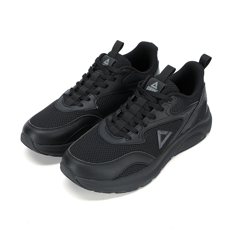 PEAK Cushioning Lightweight Rebound Low top Running Shoes Men’s All Black