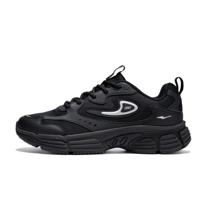 Erke Cushioning Slip Resistant Breathable Low top Casual Running Shoes Men’s Jet Black