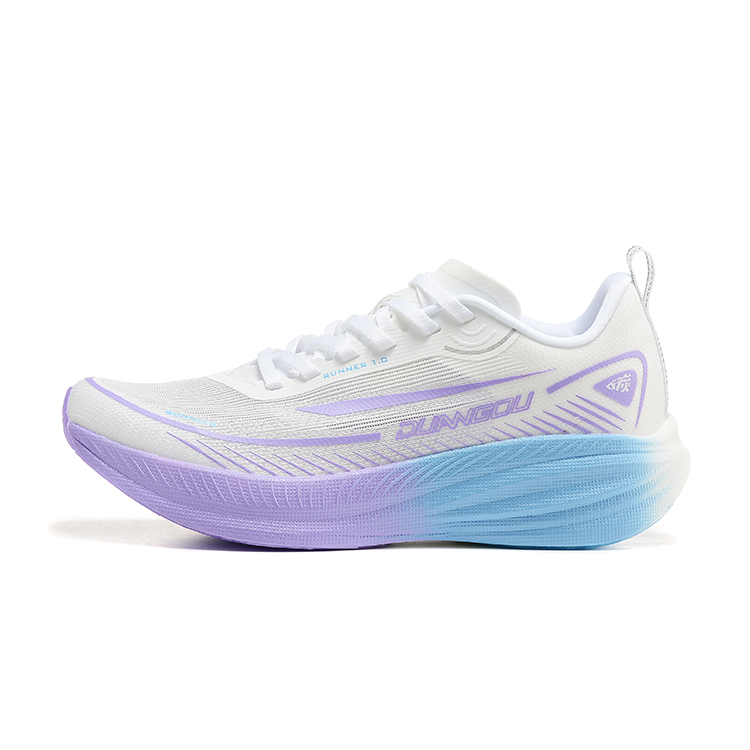 DUANGOU Cushioning Slip Resistant Abrasion Resistant Balance Rebound Low top Sports Running Shoes Unisex White Purple