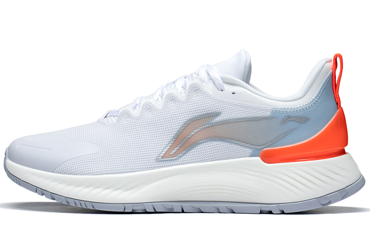 Li Ning YueYing Element Comfortable Fabric Cushioning Slip Resistant Rebound Low top Running Shoes Men's White Orange