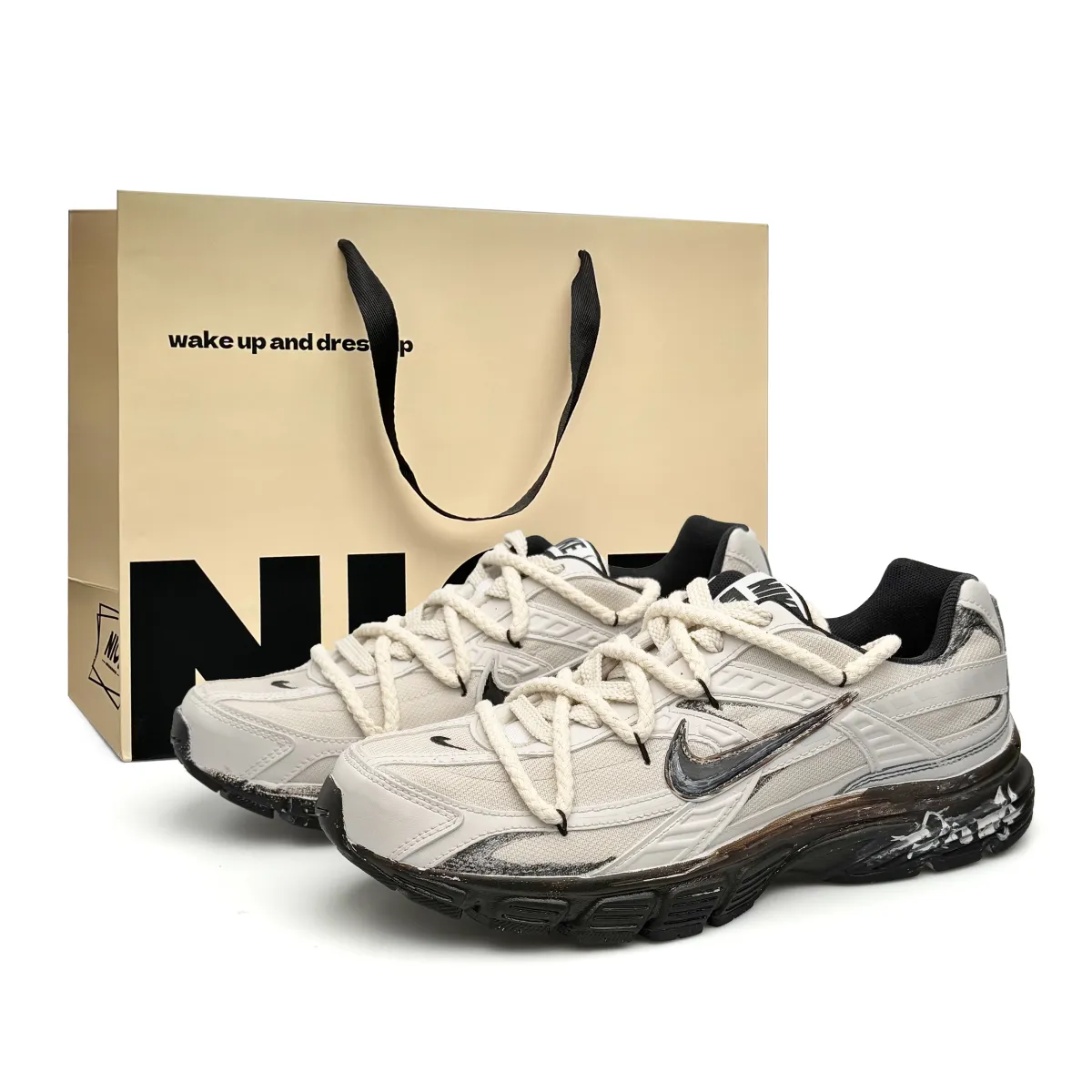 Nike Initiator Abrasion Resistant Lightweight Low top Running Shoes Unisex Black Beige Brown