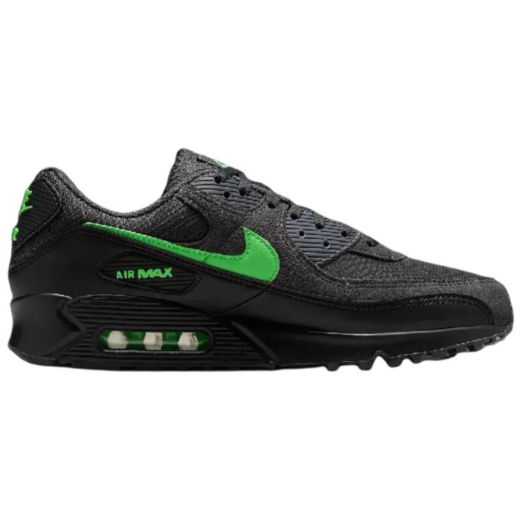 Nike Air Max 90 Mesh, Leather Abrasion Resistant Low top Running Shoes Men’s Black Green