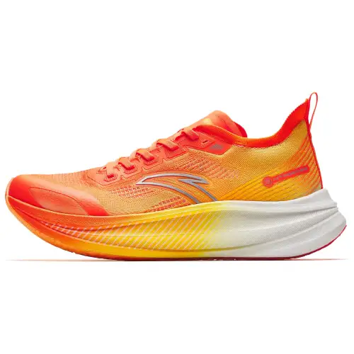 Anta Fabric Cushioning Abrasion Resistant Breathable Low top Full Length Carbon Plate Running Shoes Men's Yellow Orange