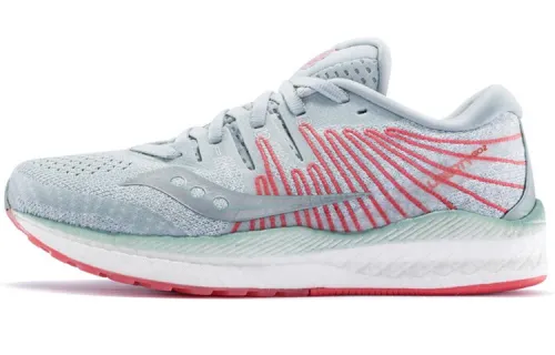 Saucony Liberty ISO 2 Liberate Stable Support Low top Running Shoes Women's Gray Coral Red