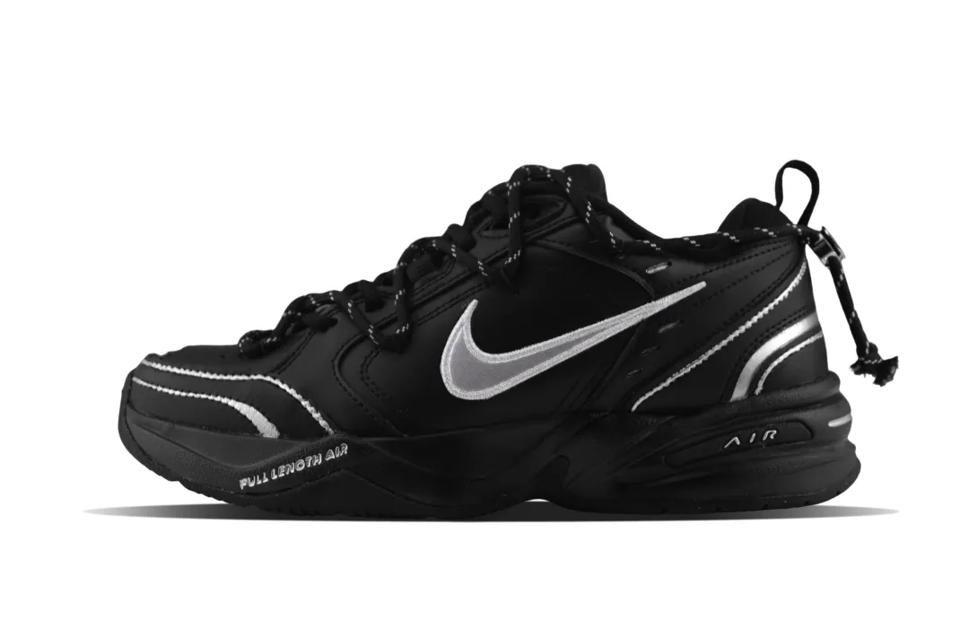 Nike Air Monarch 4 Slip Resistant, Abrasion Resistant, Lightweight Low top Chunky Sneakers Unisex Black Silver