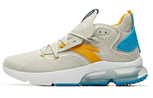 Anta Cushioning Slip Resistant Abrasion Resistant Rebound Breathable High top Running Shoes Men's Gray Yellow Blue