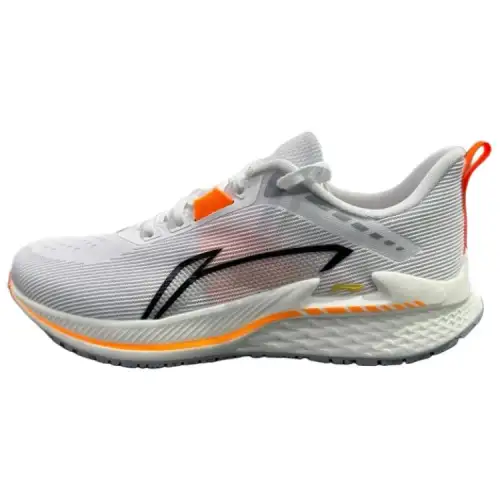 Li Ning Cushioning Slip Resistant Abrasion Resistant Low top Casual Running Shoes Women's White Orange