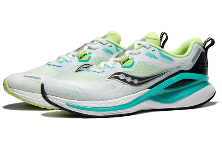 Saucony Phoenix Inferno 1 Mesh Slip Resistant, Abrasion Resistant, Breathable Low top Running Shoes Men’s White Green