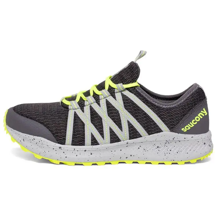 Saucony Running Shoes Men's Low Top Dark Gray Yellow