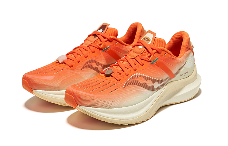 Saucony Tempus TanTu 1 Fabric Cushioning Lightweight Low top Running Shoes Unisex White Orange