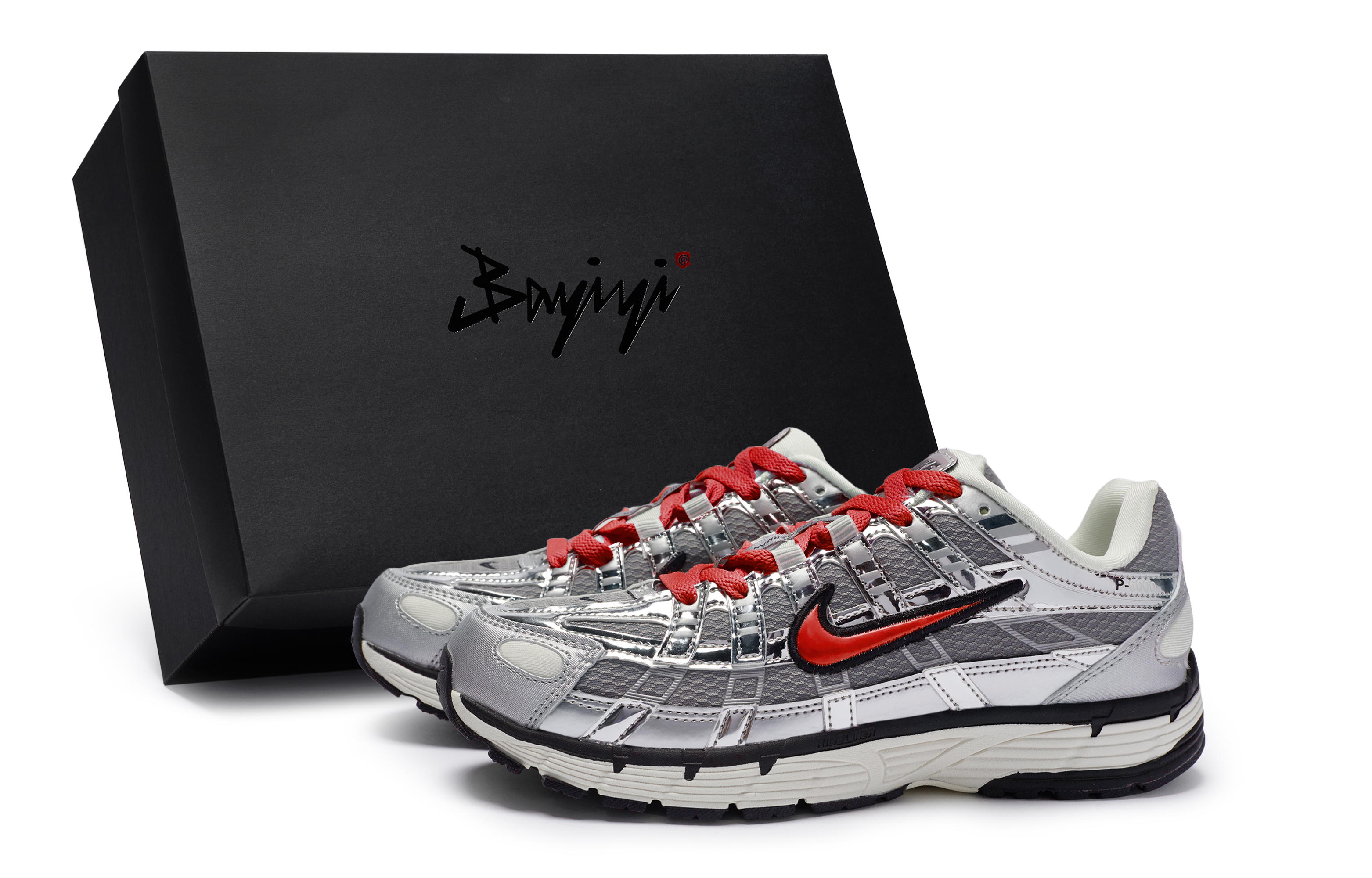 Nike P 6000 Abrasion Resistant Breathable Abrasion Resistant Breathable Low top Running Shoes Unisex Silver Gray Red