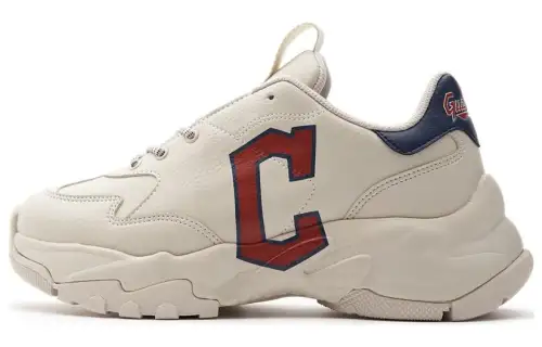 MLB Big Ball Chunky A Cleveland Indians Slip Resistant Abrasion Resistant Low top Chunky Sneakers Unisex White