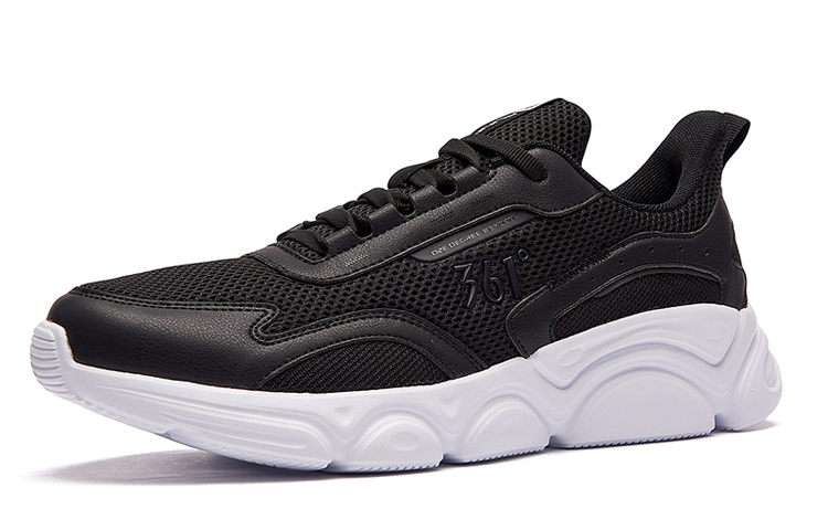 361° Comfortable Breathable And Wear resistant Low top Running Shoes Men’s Black White