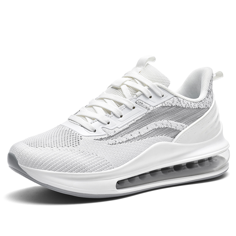 MEKY Cushioning Slip Resistant Abrasion Resistant Low top Running Shoes Men’s White Light Gray