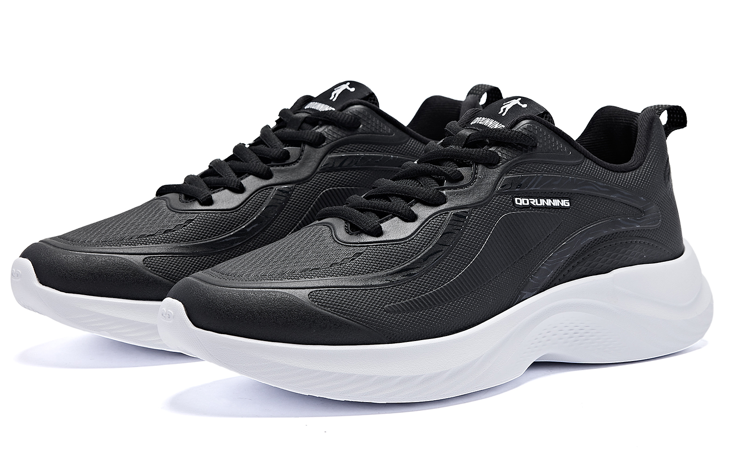 QIAODAN Comfortable Cushioning, Wear Resistant Low top Running Shoes Men’s Black White