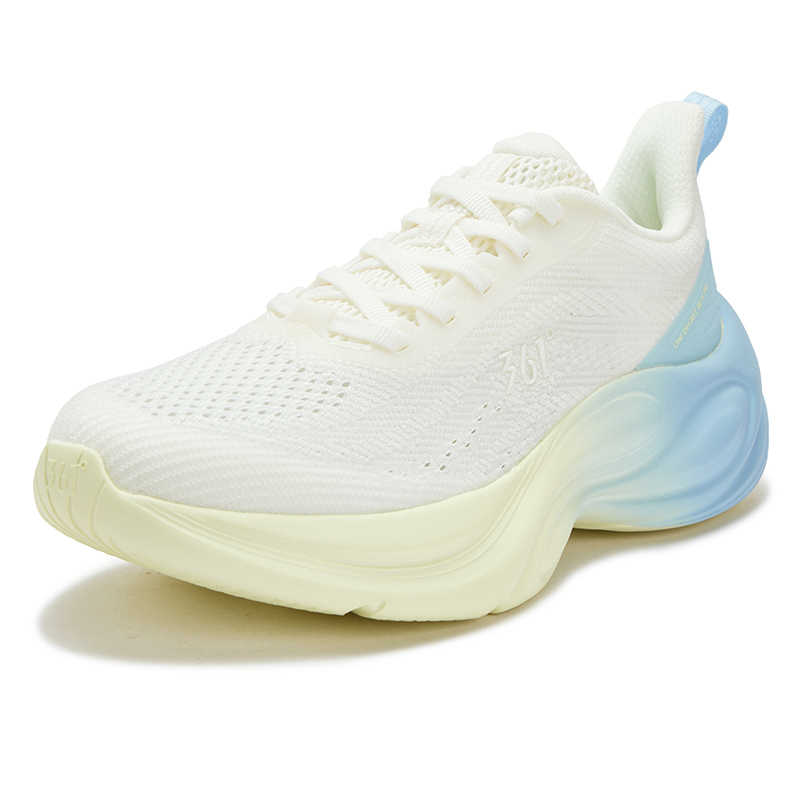 361° Fashion Trend Breathable Lightweight Rebound Low top Casual Running Shoes Women’s Feather White And Yellow