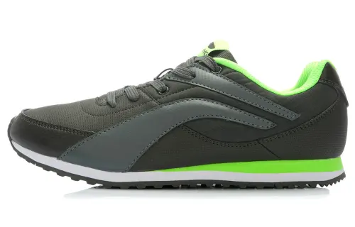 LiNing Slip Resistant, Abrasion Resistant, Cushioning, Breathable Low Top Running Shoes Men's Black Green